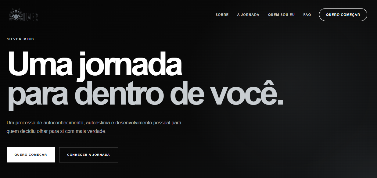 Página inicial do site Silver Mind